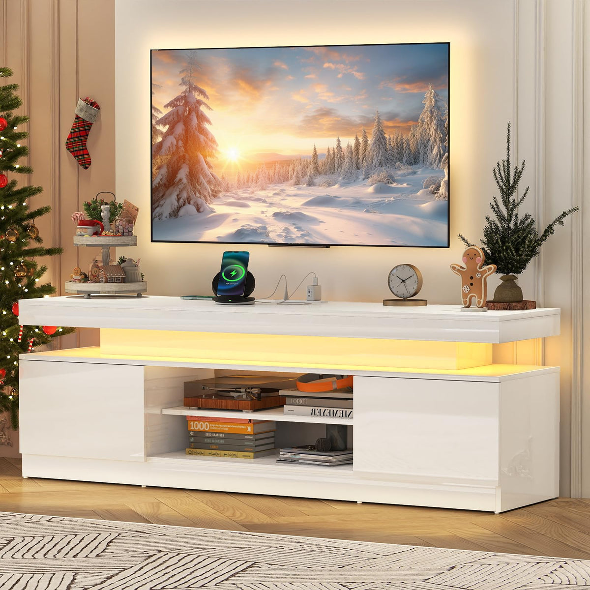 Verano Garden 63" High Gloss TV Stand, Entertainment Center, Media Console